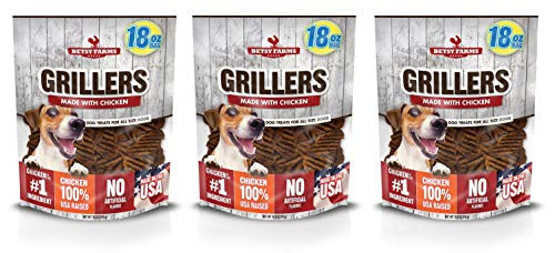Betsy Farms 3 Pack of Wheat-Free Chicken Grillers Dog Treats  18 Ounces Each  Made in The USA