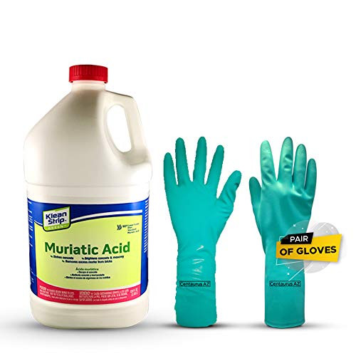 Klean Strip Green Muriatic Acid- Eco friendly  Brightens Masonry  Etch Concrete  Removes Excess Mortar from Bricks and Cleans Algae and Scum- 1 Gallon