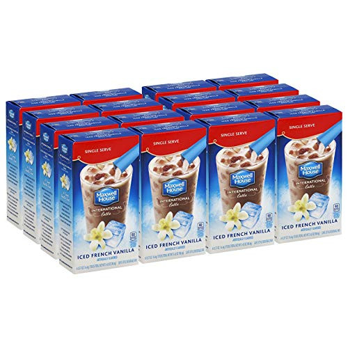 Maxwell House International Coffee French Vanilla Iced Latte Singles, 3.42-Ounce 2 Boxes (Pack of 16)