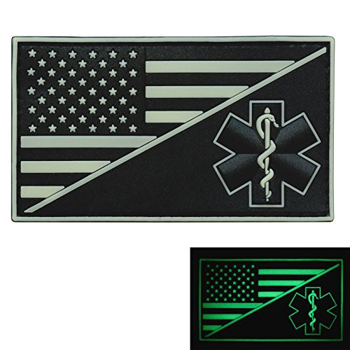 LEGEEON Glow Dark USA American Flag EMS EMT Star of Life Paramedic Medic Tactical Morale GITD PVC Rubber Touch Fastener LEGEEON Glow Dark USA American Flag EMS EMT Star of Life Paramedic Medic Tactical Morale GITD PVC Rubber Touch Fastener