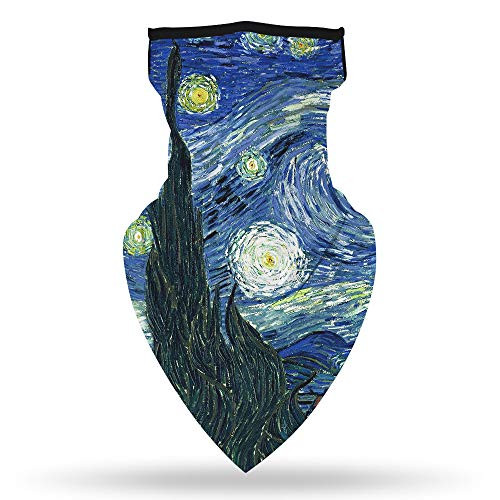 GLUDEAR Galaxy Print Face Bandana Neck Gaiter Face Scarf Ear Loops Balaclava for Dust Mask Man Woman All Van Gogh