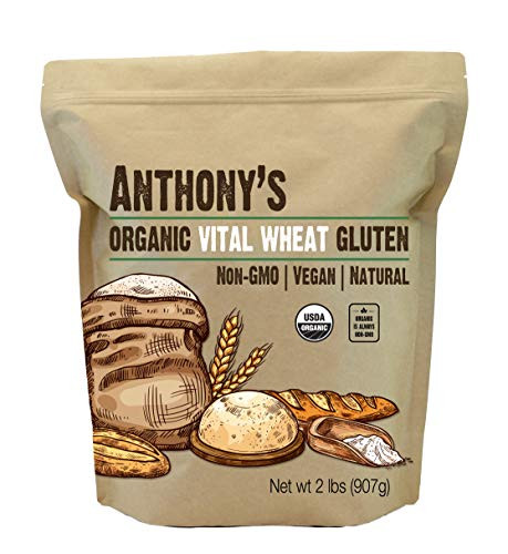 Anthonys Organic Vital Wheat Gluten  2 lb  High in Protein  Vegan  Non GMO  Keto Friendly  Low Carb