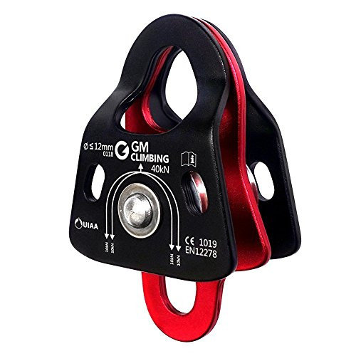 GM CLIMBING 40kN Micro Double Pulley Prusik Minding Ball Bearing UIAA CE for Progress Capture System Rigging Hauling Rescue Arborist Tree Climbing
