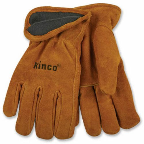 KINCO 50RL-XL Mens Lined Suede Cowhide Leather Gloves  Heat Keep Thermal Lining  X-Large  Golden