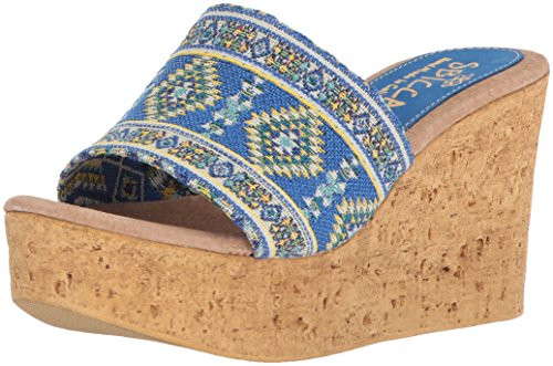 Sbicca Womens SALICE Wedge Sandal  Blue Multi Multi  9 M US