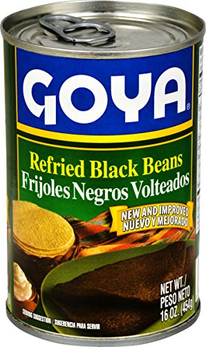 Goya Foods Refried Black Beans -Frijoles Negros Volteados-  16-Ounce -Pack of 12-