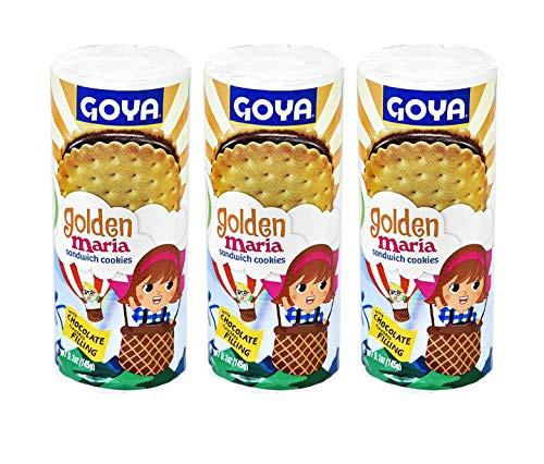 Goya Golden Maria Sandwich Cookies with Chocolate Flavored Filling  -3 Pack  Total of 15-3oz-