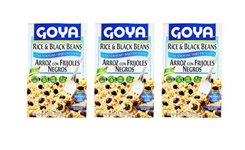 Goya Low Sodium Rice and Black Beans  -3 Pack  Total of 21oz-