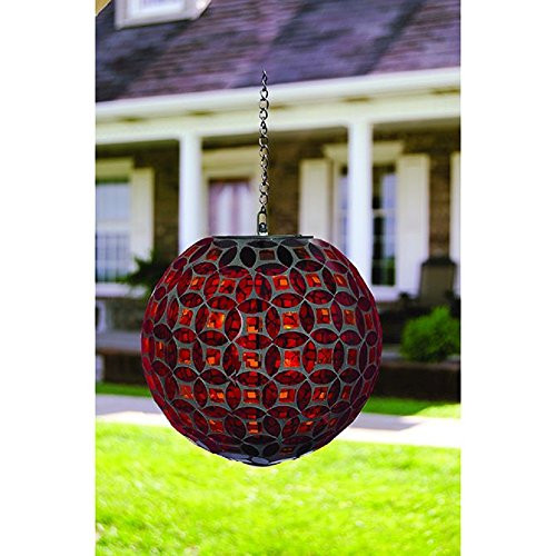 Carson Red Mosaic Solar Orb Home Decor