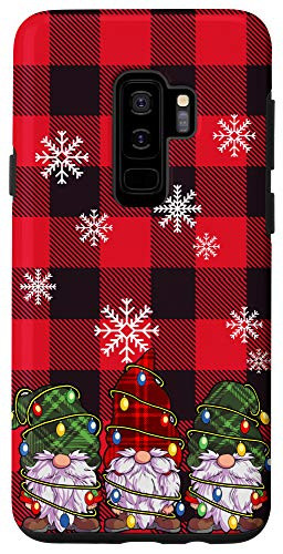 Galaxy S9- Christmas Lights Phone Case Red Buffalo Plaid Three Gnomes Case