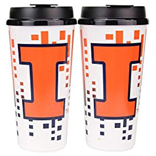 Whirley Drink Works NCAA 32oz Digital Large Travel Tumbler Cups w-Lids 2-Pack -Illinois Fighting Illini- Whirley Drink Works NCAA 32oz Digital Large Travel Tumbler Cups w-Lids 2-Pack -Illinois Fighting Illini-
