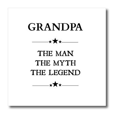 3dRose ht-221824-3 Grandpa The Man The Myth The Legend Iron on Heat Transfer for White Material  10 x 10