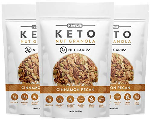 Low Karb - Keto Nut Granola Healthy Breakfast Cereal - Low Carb Snacks and Food - 2g Net Carbs - Almonds  Pecans  Coconut and more -11 oz- -1 Count- -3