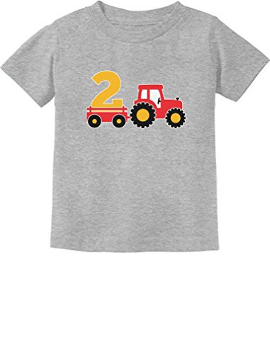2nd Birthday Gift Construction Party 2 Year Old Boy Toddler Infant Kids T-Shirt 4T Gray