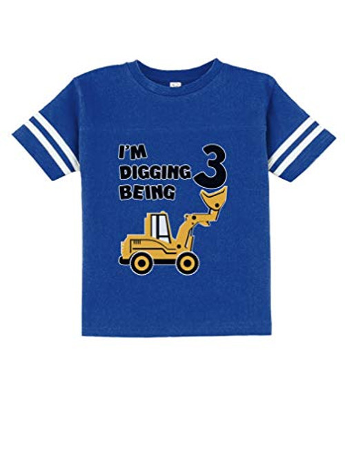 3rd Birthday - Bulldozer Construction Party Cute Toddler Jersey T-Shirt 3T Blue