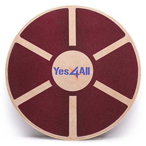 Yes4All Wooden Wobble Balance Board  Exercise Balance Stability Trainer 15-75 inch Diameter -Red Board- -B62R-