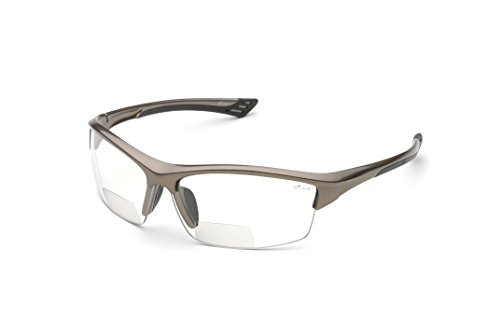 Elvex RX-350C 1-5 Diopter Bifocal Safety Glasses  Metallic Brown Frame-Clear Lens