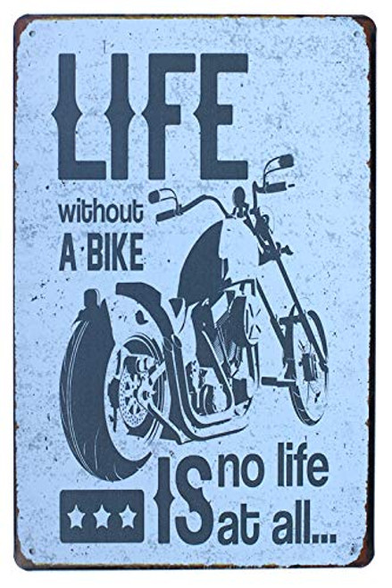 SUMIK Retro Metal Tin Sign Life Without A Bike is not Life Motorcycles Art Poster Vintage Plaque for Garage Home Wall Decor
