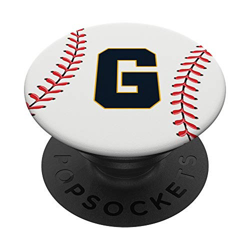 Baseball Letter G Softball Gift for Baseball Players PopSockets PopGrip Swappable Grip for Phones and Tablets