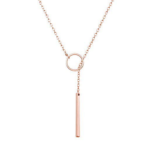 Osemind Lariat Necklace Bar Pendant Necklace Y Necklaces for Women Gold Silver Necklace Dainty Jewelry Gift Lariette Necklace -GRose Gold 3- Osemind Lariat Necklace Bar Pendant Necklace Y Necklaces for Women Gold Silver Necklace Dainty Jewelry Gift Lariette Necklace -GRose Gold 3-