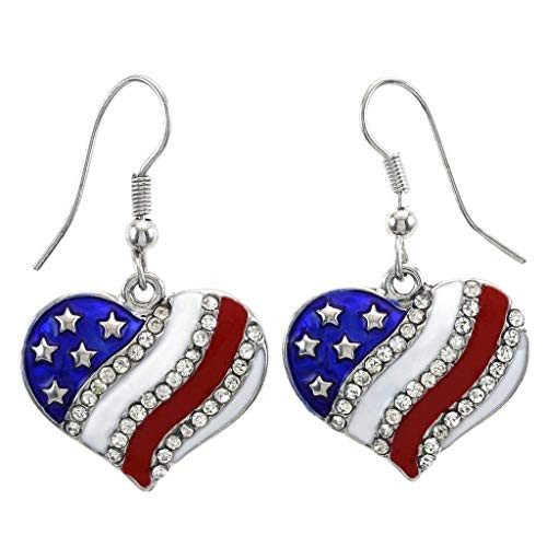 SoulBreezeCollection Patriotic American USA Flag Heart Dangle Drop Earrings 4th of July Independence Day Gift -Heart Hook- SoulBreezeCollection Patriotic American USA Flag Heart Dangle Drop Earrings 4th of July Independence Day Gift -Heart Hook-
