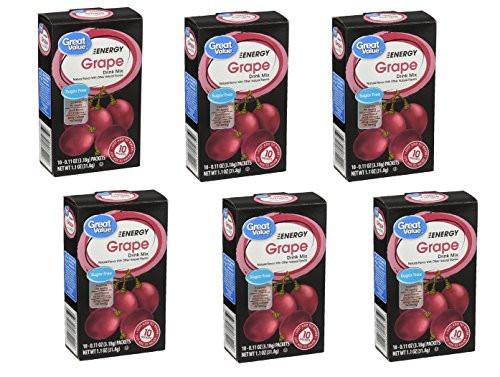 Great Value Grape Energy Drink Mix  10ct -Pack of 6-