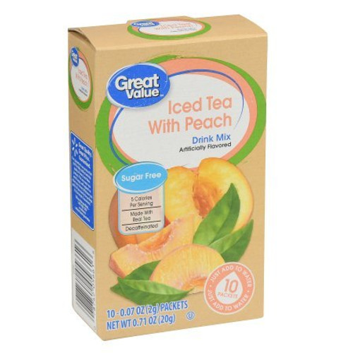 Great Value Sugar Free Low Calorie Decaffeinated Iced Tea with Peach Drink Mix -Pack of 4- Great Value Sugar Free Low Calorie Decaffeinated Iced Tea with Peach Drink Mix -Pack of 4-
