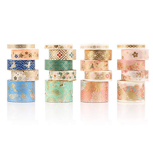 Accmor 20 Rolls Washi Tape Set Gold Foil Masking Tapes for Scrapbook Bullet Journal Planner Arts and Crafts Accmor 20 Rolls Washi Tape Set Gold Foil Masking Tapes for Scrapbook Bullet Journal Planner Arts and Crafts