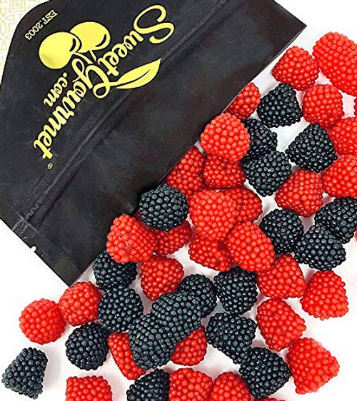 Haribo Black and Red Raspberry Gummi - Agar-Agar - Berry Gummy Candy Bulk - 2 pounds