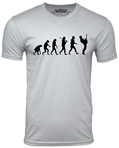 Think Out Loud Apparel Guitar Player Evolution Funny T-Shirt Guitarist Musician Tee T Shirt Gray Large