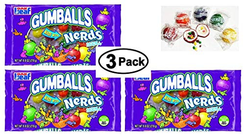 3 PACKS Gumballs With Nerds - 90 COUNT - Individually WRAPPED Gumballs With Classic Nerds Candy