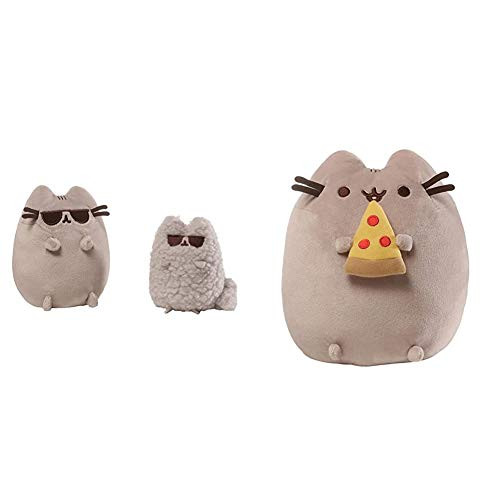 GUND Pusheen and Stormy Sunglasses Plush Stuffed Animals  Collector Set of 2  Gray Bundle Pusheen Snackables Pizza Plush Stuffed Animal Cat  9-5