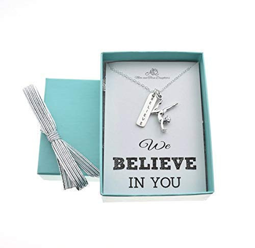 Gymnast and Believe Charm on a 16 sterling silver Cable chain - 2 extender- Gymnastics enthusiast-