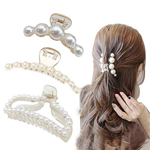 Aaiffey Hair Claw Clips for Women Pearl Claw Hair Clips Non Slip Hair Clip Jaw Clips Styling Accessories for Women Girls 3Pcs Aaiffey Hair Claw Clips for Women Pearl Claw Hair Clips Non Slip Hair Clip Jaw Clips Styling Accessories for Women Girls 3Pcs