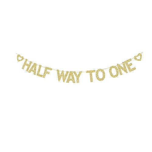 Half Way to One Banner Babys 6 Months Old Birthday Half a Year Old Birthday Party Gold Gliter Paper Sign Backdrops Half Way to One Banner Babys 6 Months Old Birthday Half a Year Old Birthday Party Gold Gliter Paper Sign Backdrops