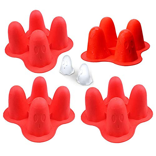 Silicone Ice Cube Molds Halloween Ghost Ice Cube Maker Tray for Whiskey  Spirits  Liquor  Cocktails Candy  Cake  Soap Set of 4
