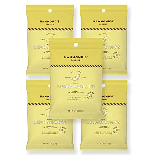 Hammonds Candies - Old Fashioned Lemon Pantry Candies - 5 - 4 Ounce Bags  Natural Lemon Drops  Handmade in Small Batches  Using the Finest Ingredient