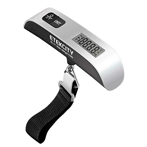 Digital Luggage Scale  Powercam  110 lb - 50kg weight capacity  Suitcase Scale  Silver  Hanging  For Travel