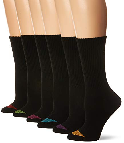 Hanes Womens Ultimate Lightweight Vent Crew Sock 6-Pack  black  Shoe Size 5-9