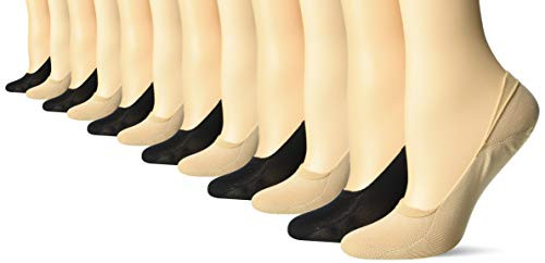 Hanes Womens ComfortSoft Ballerina Liner 6 Pair Pack  Black-Nude  Shoe Size 5-9