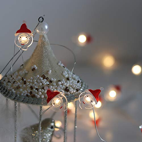 Battery Operated Christmas Lights Decorative String Lights LED 20 Santa Claus Novelty Fairy Lights Flexible Copper Wire Indoor Decoration Lights for Christmas,Holidays,Party (Santa Claus)