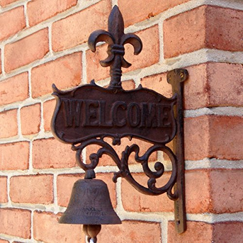 UD Fleur De Lis Welcome Dinner Bell Rustic Cast Iron