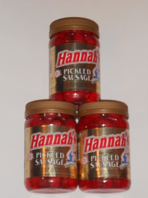 Hannahs Pickled Sausage 16 oz -Pack of 3- Hannahs Pickled Sausage 16 oz -Pack of 3-
