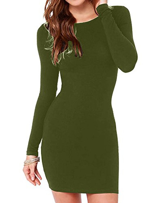 Haola Womens Sexy Casual Long Sleeve Short Dress Mini Dress S ArmyGreen Haola Womens Sexy Casual Long Sleeve Short Dress Mini Dress S ArmyGreen