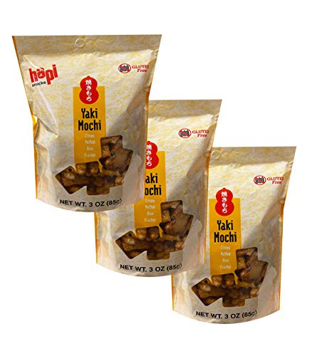 Hapi New Gluten Free Crispy and Crunchy Rice Cracker Mix 3oz  3 Pack -Yaki Mochi-