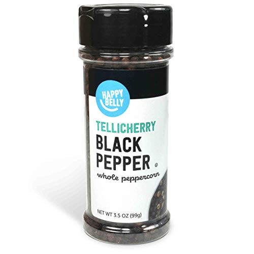Amazon Brand - Happy Belly Tellicherry Black Pepper  Whole Peppercorn  3-5 Ounces