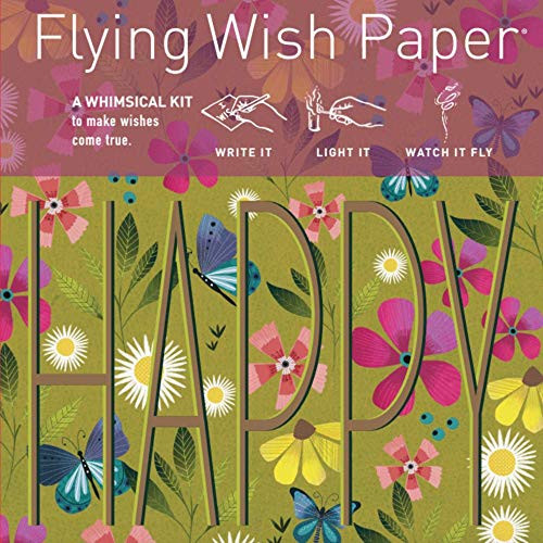 FLYING WISH PAPER Happy - Write it  Light it  Watch it Fly - Perfect Little Gift Wish Paper - 5 x 5 - Whimsical Mini Kit
