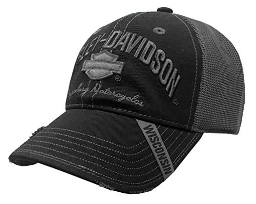 Harley-Davidson Mens Baseball Cap  H-D Bar and Shield Mesh Hat  Black BC51654