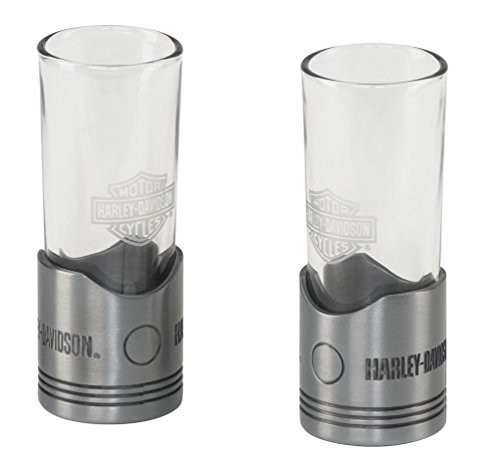 Harley-Davidson Piston Shot Glass Set  Two Hand Blown 2 oz- Glasses HDL-18770