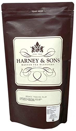 Harney and Sons Organic Passion Plum Herbal Tea  Caffeine-Free Sweet Plum and Cinnamon Tea   Great Present Idea - Bag of 50 Sachets